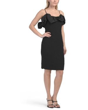 TJ Maxx Ruffle Edge Mini Dress For Spandex/Polyester - Black