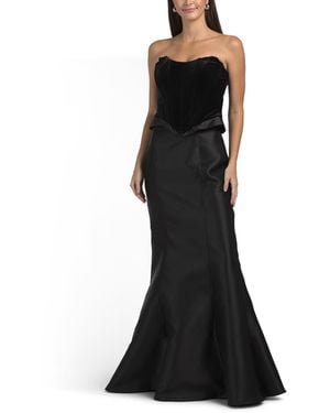 TJ Maxx Velvet Top Mermaid Corset Gown For Polyester - Black
