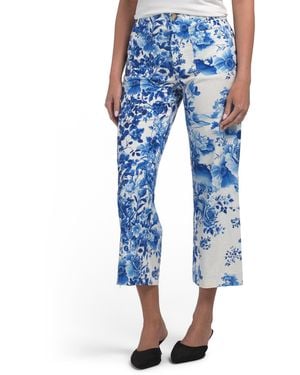 TJ Maxx Linen Blend Printed Pants For Spandex/Linen/Viscose - Blue