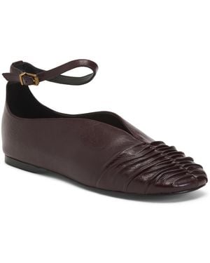 TJ Maxx Leather Flat Shoes With Ankle Strap For - Brown