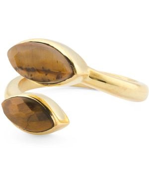 TJ Maxx 18Kt Plated Marquise Tiger Eye Stone Ring - Metallic