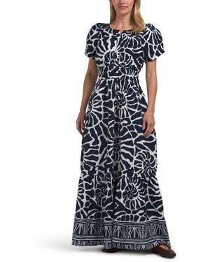 TJ Maxx Puff Sleeve Maxi Dress For Cotton - Blue