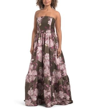 TJ Maxx Strapless Floral Mikado Gown For Polyester - Purple