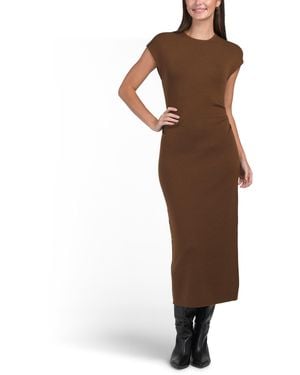 TJ Maxx Merino Wool Blend Cap Sleeve Dress For Nylon/Spandex/Wool - Brown