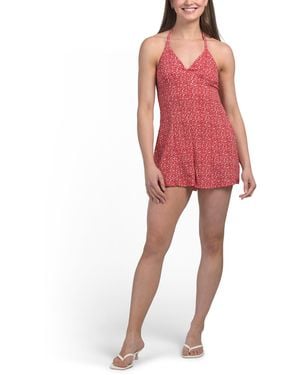 TJ Maxx Printed Romper For Spandex/Polyester - Red