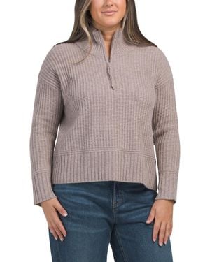 TJ Maxx Merino Wool Morgan Textured Half Zip Pull Over Sweater - Gray