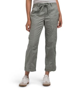 TJ Maxx Poplin Sky Rise Relaxed Straight Leg Pants With Self Tie Waist For Spandex/Cotton - Gray