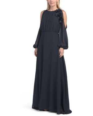 TJ Maxx Cold Shoulder Sleeve Gown For Polyester - Blue