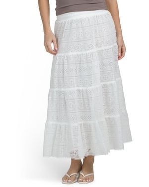 TJ Maxx Tiered Maxi Skirt, Polyester - White