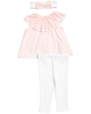 TJ Maxx Newborn Girls 2Pc Eyelet Tunic Set With Headband, Cotton - White