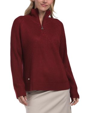 TJ Maxx Wool Blend Hudson Pullover Lined Quarter Zip Sweater For Polyester/Acrylic/Wool - Red