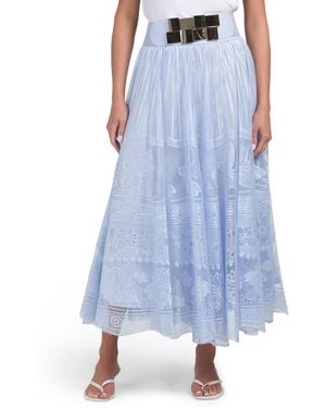 TJ Maxx Lace And Mesh Skirt With Belt For Spandex/Polyester - Blue