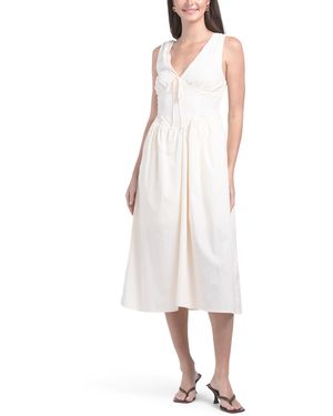 TJ Maxx Corset Detail Cotton Midi Dress For Cotton/Polyester - White