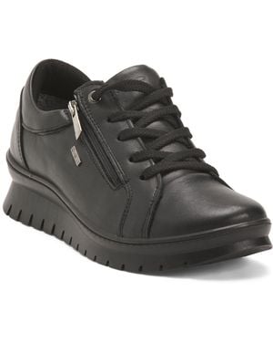 TJ Maxx Leather Sneakers With Lateral Zip For - Black