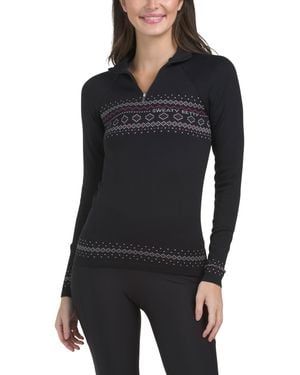 TJ Maxx Fair Isle Novelty Quarter Zip Top - Black