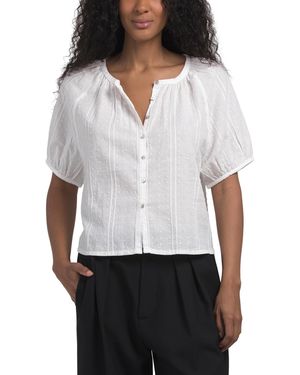 TJ Maxx Linen Blend Dobby Short Sleeve Raglan Top For Cotton/Linen - White