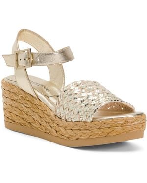 TJ Maxx Leather Carissa Wedge Sandals For Leather - Metallic