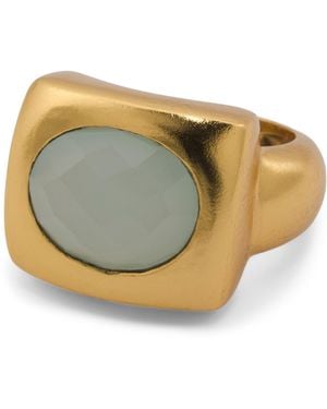 TJ Maxx 18Kt Plated Aqua Chalcedony Ring - Multicolor