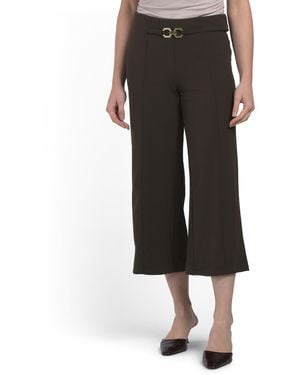 TJ Maxx Retro Buckle Wide Leg Capri Pants For Spandex/Polyester - Black