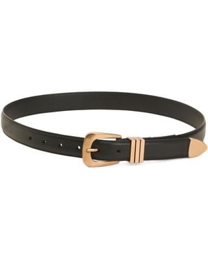 TJ Maxx Leather Belt With Triple Metal Keeper For Leather - Black