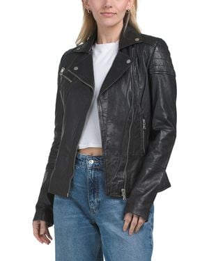 TJ Maxx Leather Biker Jacket For Polyester/Leather - Blue