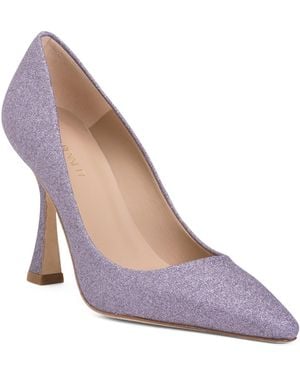 TJ Maxx Dazzle Flared Heel Pointy Toe Court Pumps For Leather - Purple