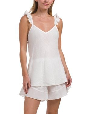 TJ Maxx 2Pc Linen Blend Camisole And Shorts Pajama Set, Cotton/Linen - White