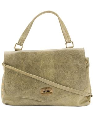 TJ Maxx Leather Brushed Large Flap Over Satchel, Leather - Metallic