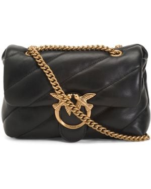 TJ Maxx Leather Quilted Mini Love Shoulder Bag And Chain Strap For Leather - Black