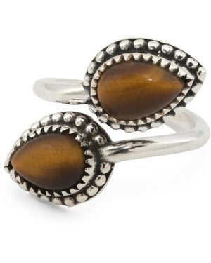 TJ Maxx Plated Brass Tiger's Eye Bypass Ring - Multicolor