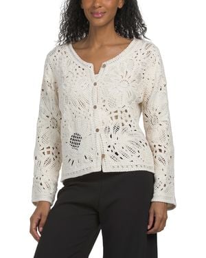 TJ Maxx Long Sleeve Crochet Blouse For Cotton/Polyester - White