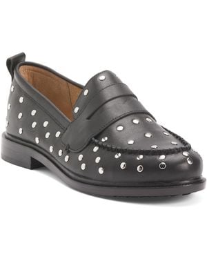 TJ Maxx Leather Lens Studded Loafers For - Gray