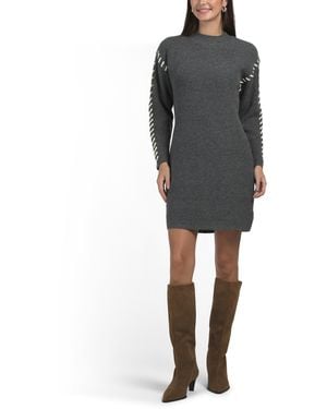 TJ Maxx Whipstitch Sweater Dress For Spandex/Polyester - Black