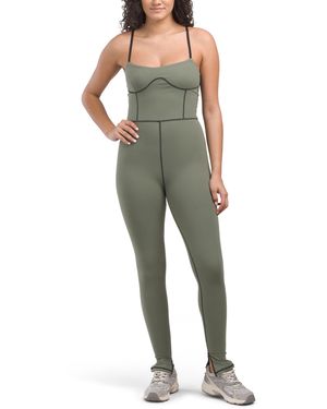 TJ Maxx Silhouette Ankle Jumpsuit With Slit Cuffs, Spandex/Polyester - Green