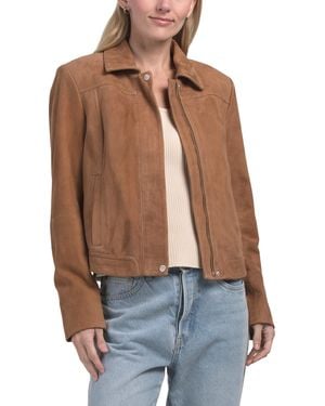 TJ Maxx Genuine Suede Jacket, Polyester//Suede - Blue