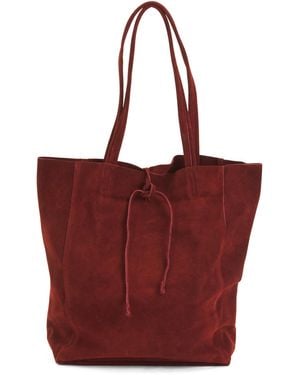 TJ Maxx Suede Unlined Shopper Big Tote For - Red
