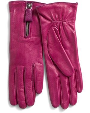 TJ Maxx Leather Px Gloves With Wool And Cashmere Blend Lining And Zipper For Nylon/Leather/Wool - Pink