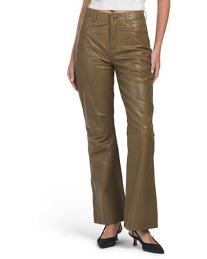 TJ Maxx Leather Flair Pants For Polyester/Leather - Green