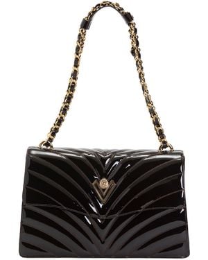 TJ Maxx Patent Leather Quilt Crossbody Chain Strap - Black