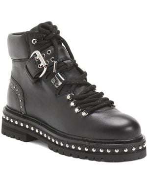 TJ Maxx Leather Lace Up Booties For - Black