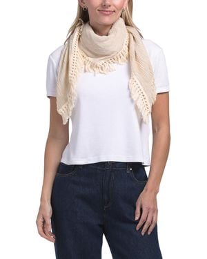 TJ Maxx Gauze Square Crochet Fringe Scarf For Polyester - White