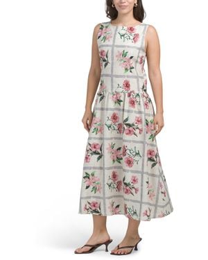TJ Maxx Linen Blend Sleeveless Dropped Waist Maxi Dress For Cotton/Linen - White