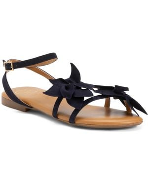 TJ Maxx Suede Flower Sandals For Leather/Suede - Black