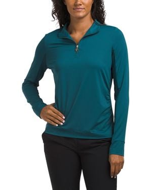 TJ Maxx Quarter Zip Pull-Over With Mesh Inserts For Spandex/Polyester - Blue