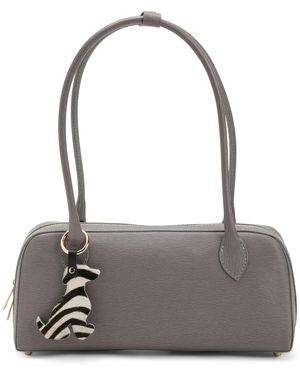 TJ Maxx Leather Dog Charm East West Satchel, Leather - Gray