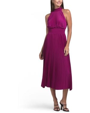 TJ Maxx Halter Pleated Midi Dress For Polyester - Purple