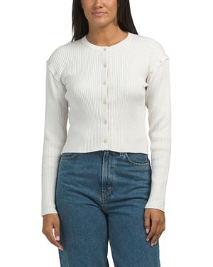 TJ Maxx Cotton And Cashmere Blend Marled Convertible Sleeve Cardigan, Cotton/Cashmere - White
