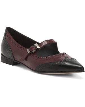TJ Maxx Leather Perforated Pointy Mary Jane Shoes For - Brown