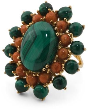 TJ Maxx 14Kt Plated Sterling Malachite Cocktail Ring - Green