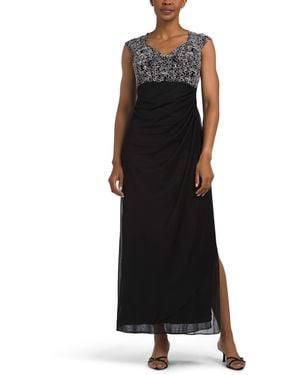 TJ Maxx Long Cap Sleeve Empire Waist Dress For Nylon/Spandex/Polyester - Black